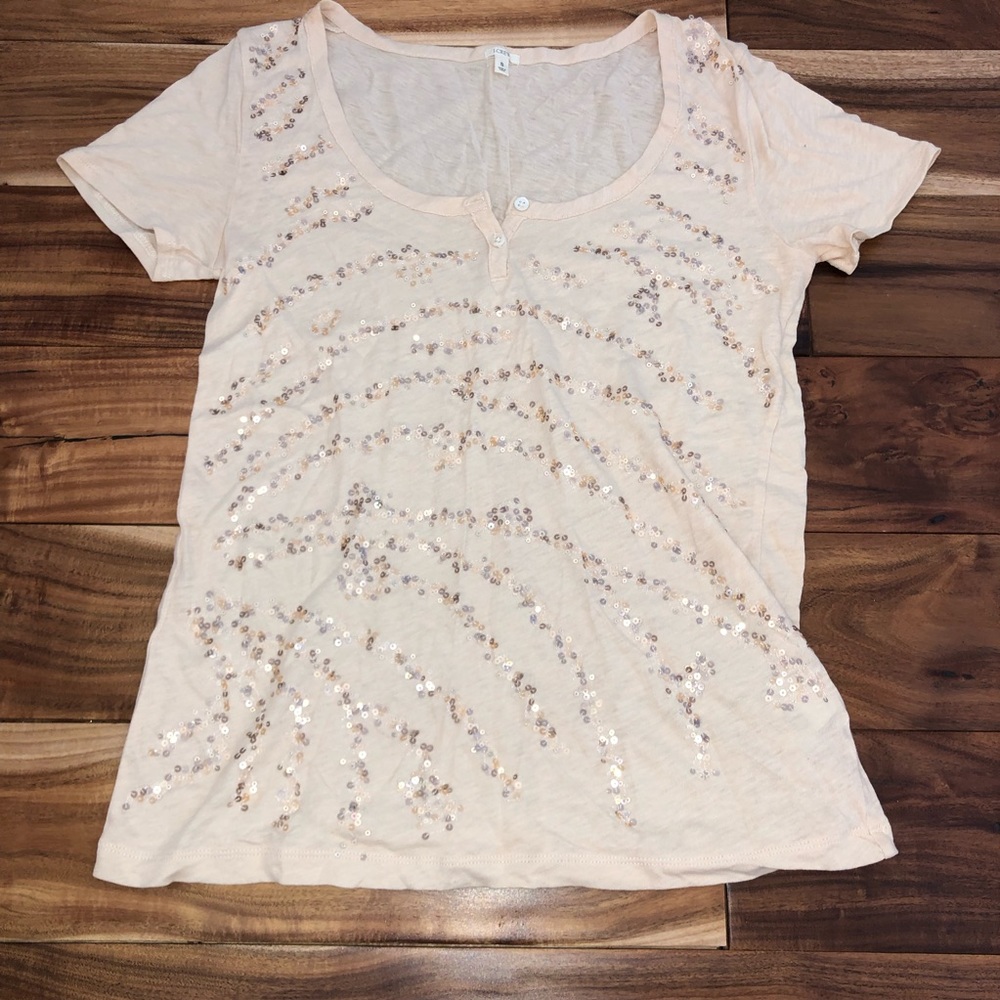Embellished Sequin Gold Jcrew Tee